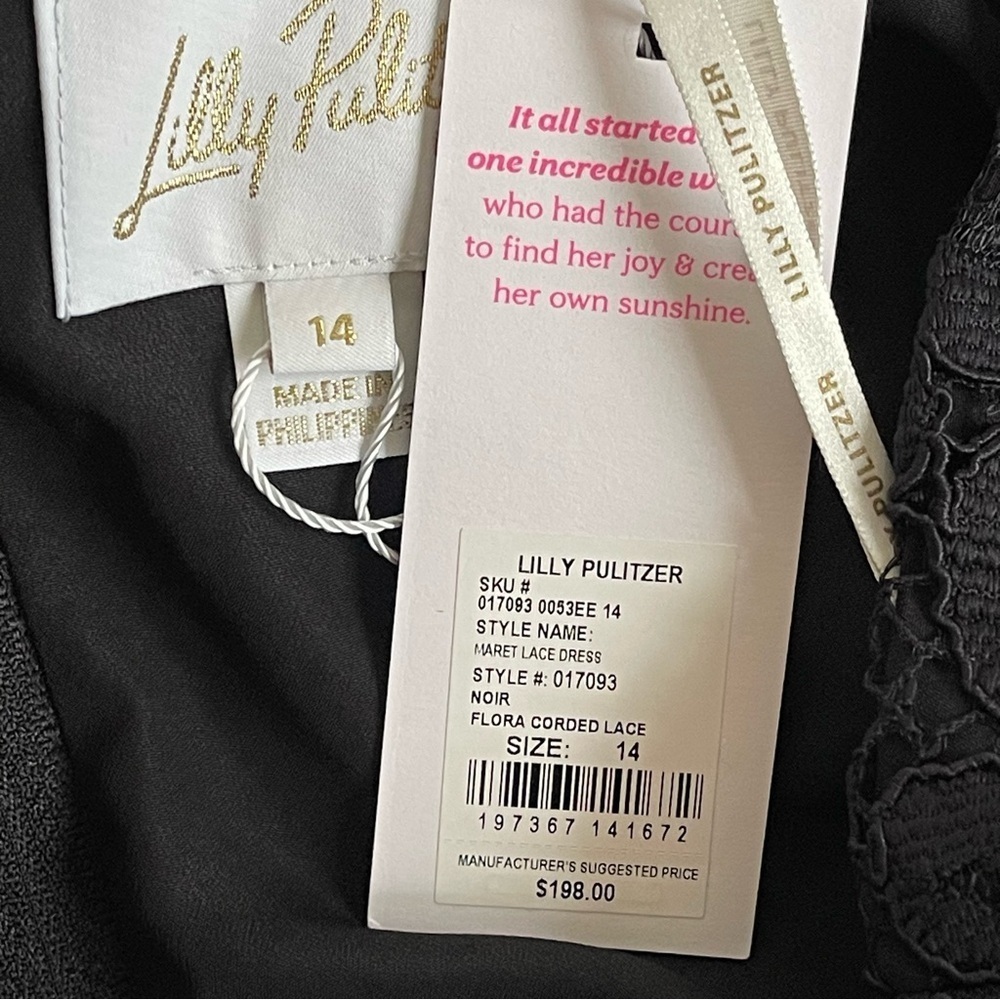 Lilly Pulitzer Maret Lace Dress Noir Size 14 - Picture 9 of 16